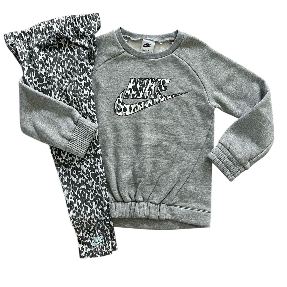 Nike Heather Gray Crewneck Sweatshirt & Leggings Set Girls Size 6X NWT